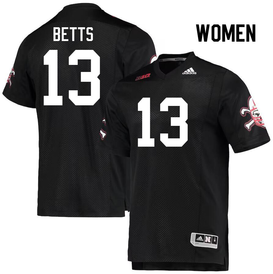 Women #13 Zavier Betts Nebraska Cornhuskers College Football Jerseys Stitched Sale-Black - Click Image to Close